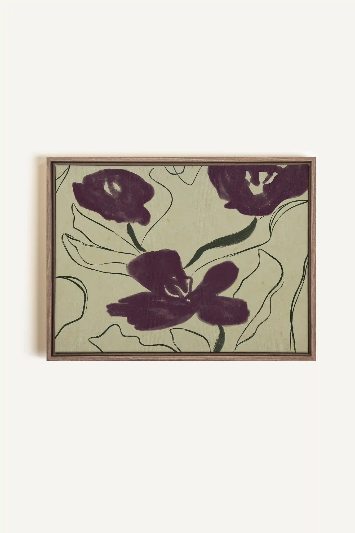 VELVET GARDEN, Artwork on stretched canvas, framed in Brown Oak