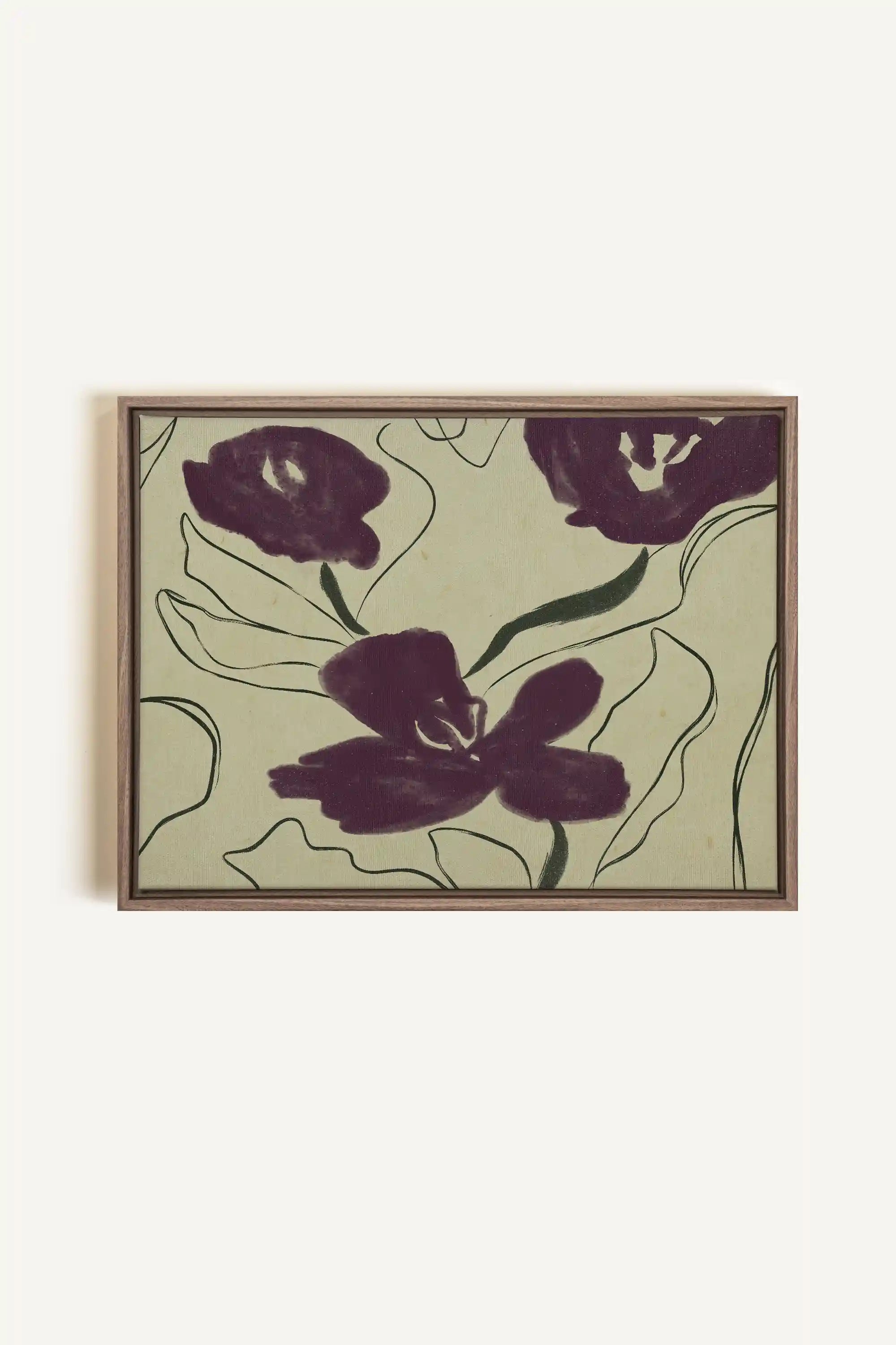 VELVET GARDEN, Artwork on stretched canvas, framed in Brown Oak
