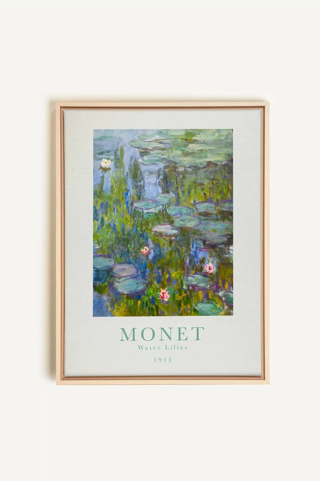 WATER LILIES, Oeuvre sur toile étirée, encadré Naturel Clair