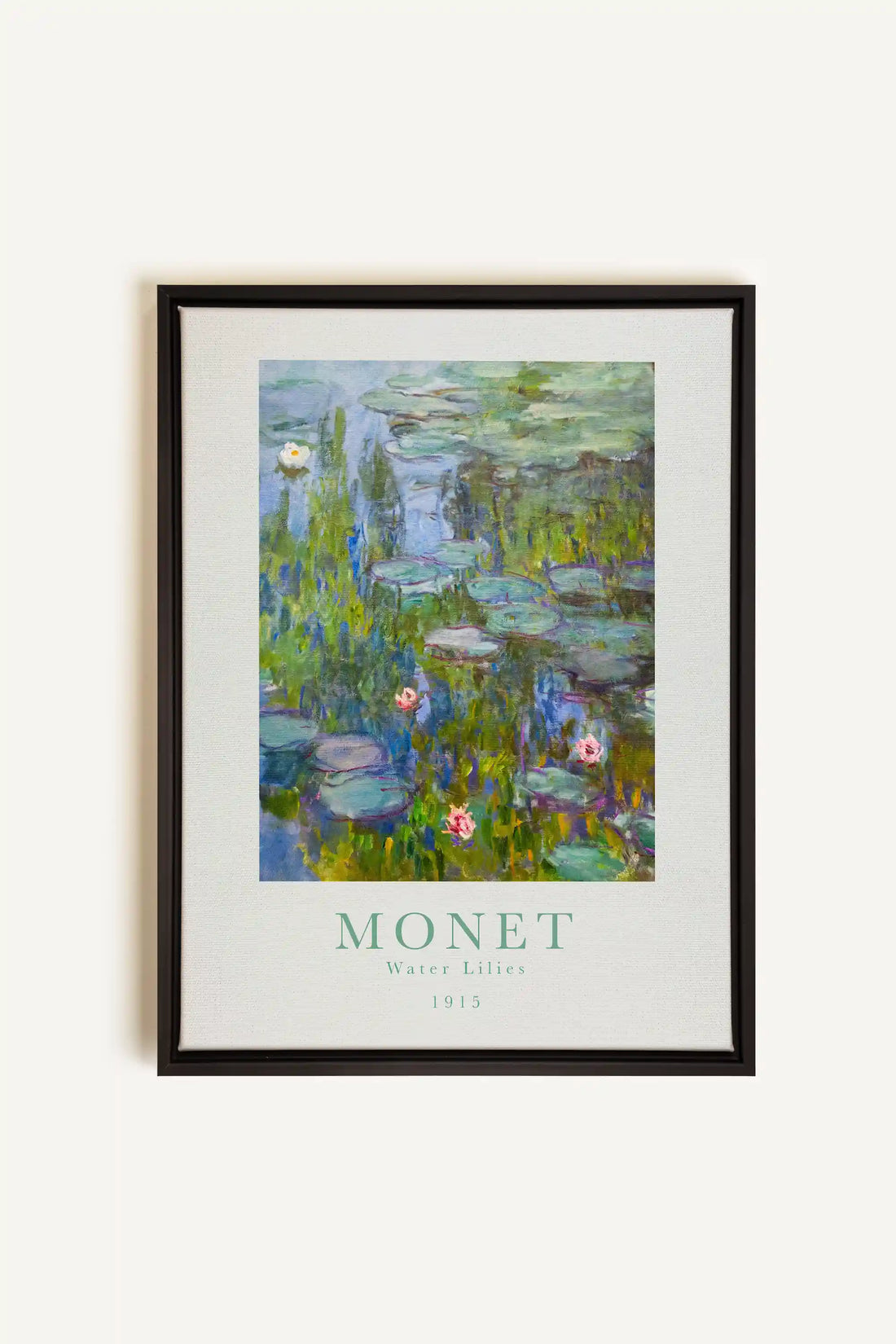 WATER LILIES, Artwork on stretched canvas, framed in black