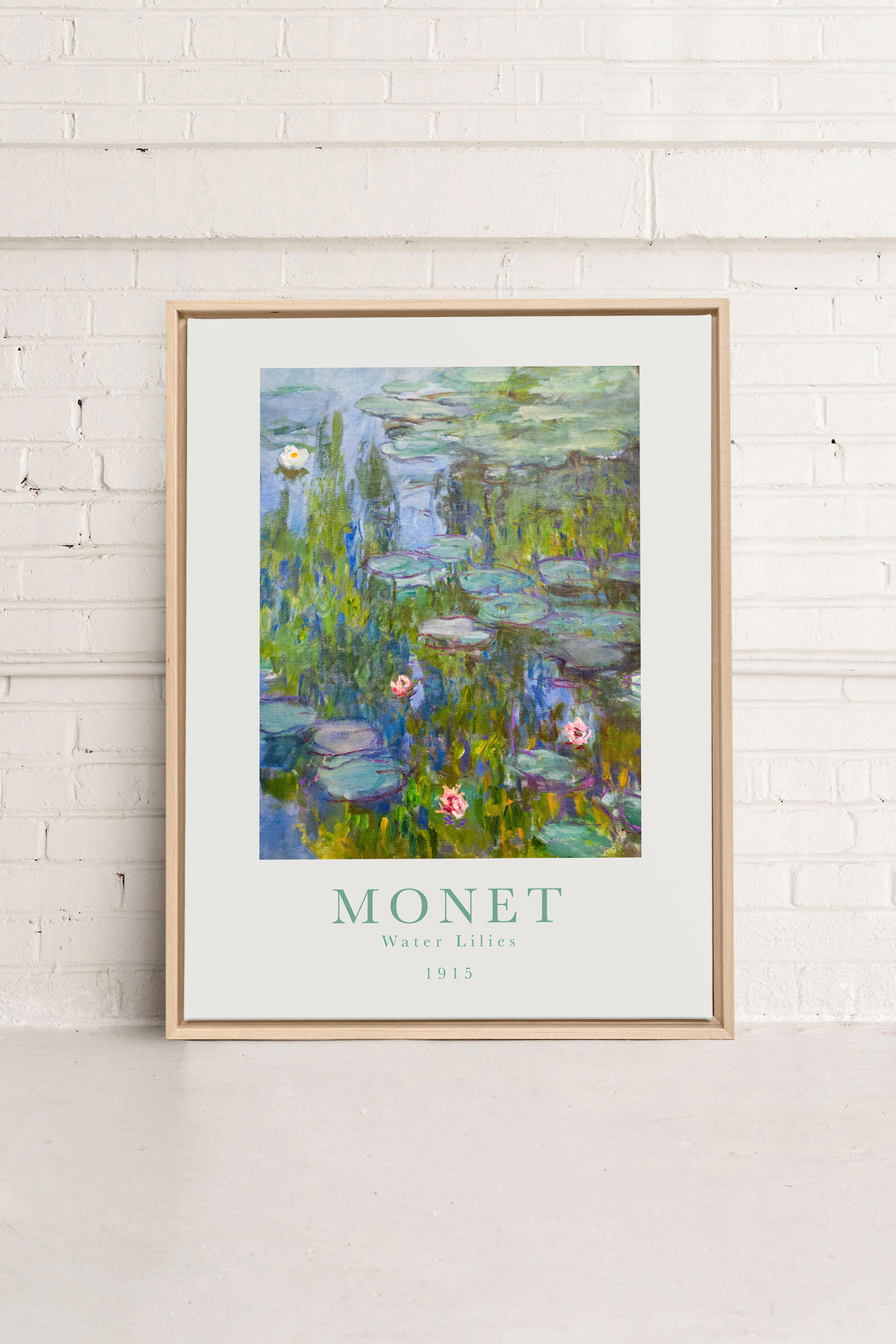 WATER LILIES, Oeuvre sur toile étirée, encadré Naturel Clair