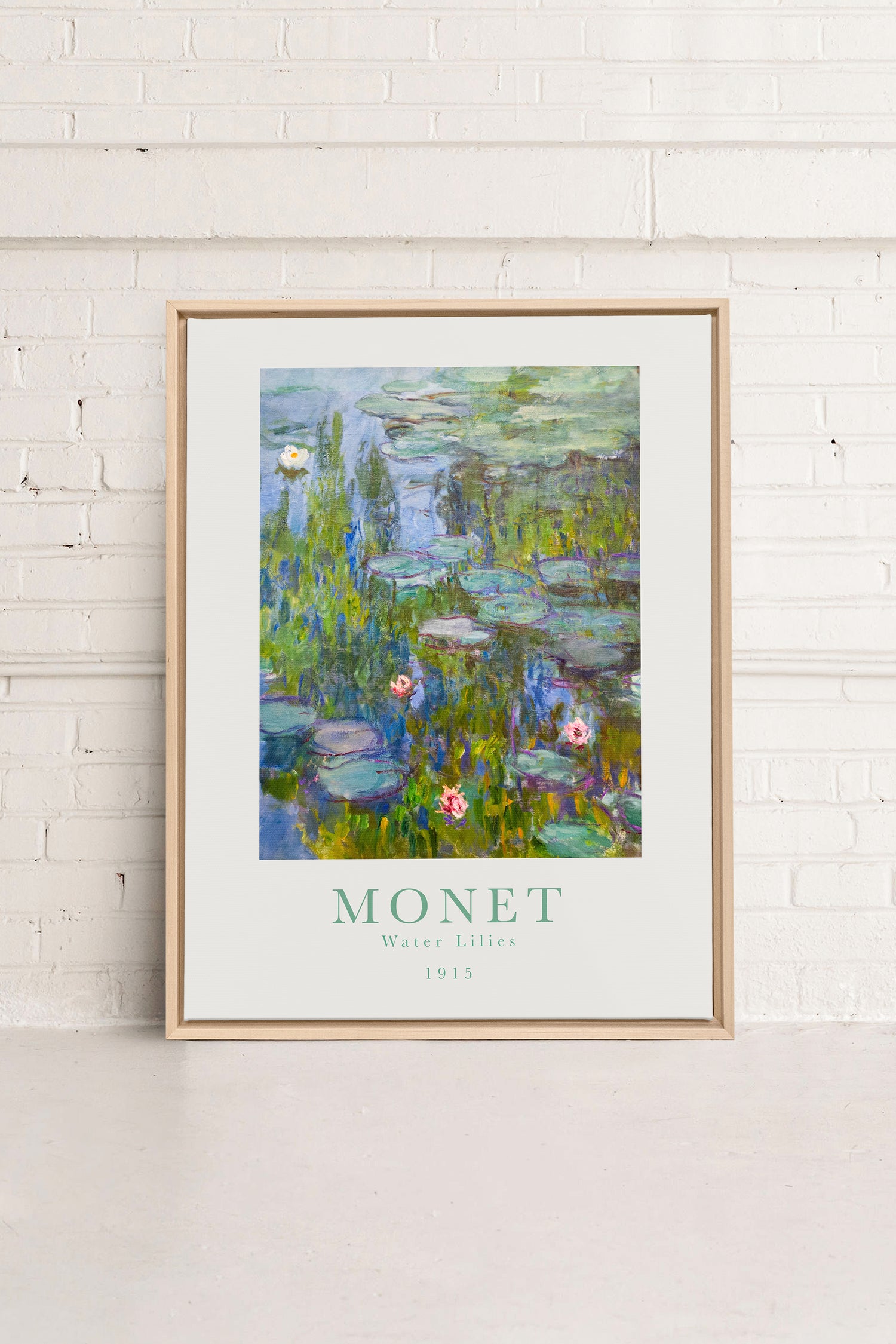 WATER LILIES, Artwork on stretched canvas, framed Natural Light