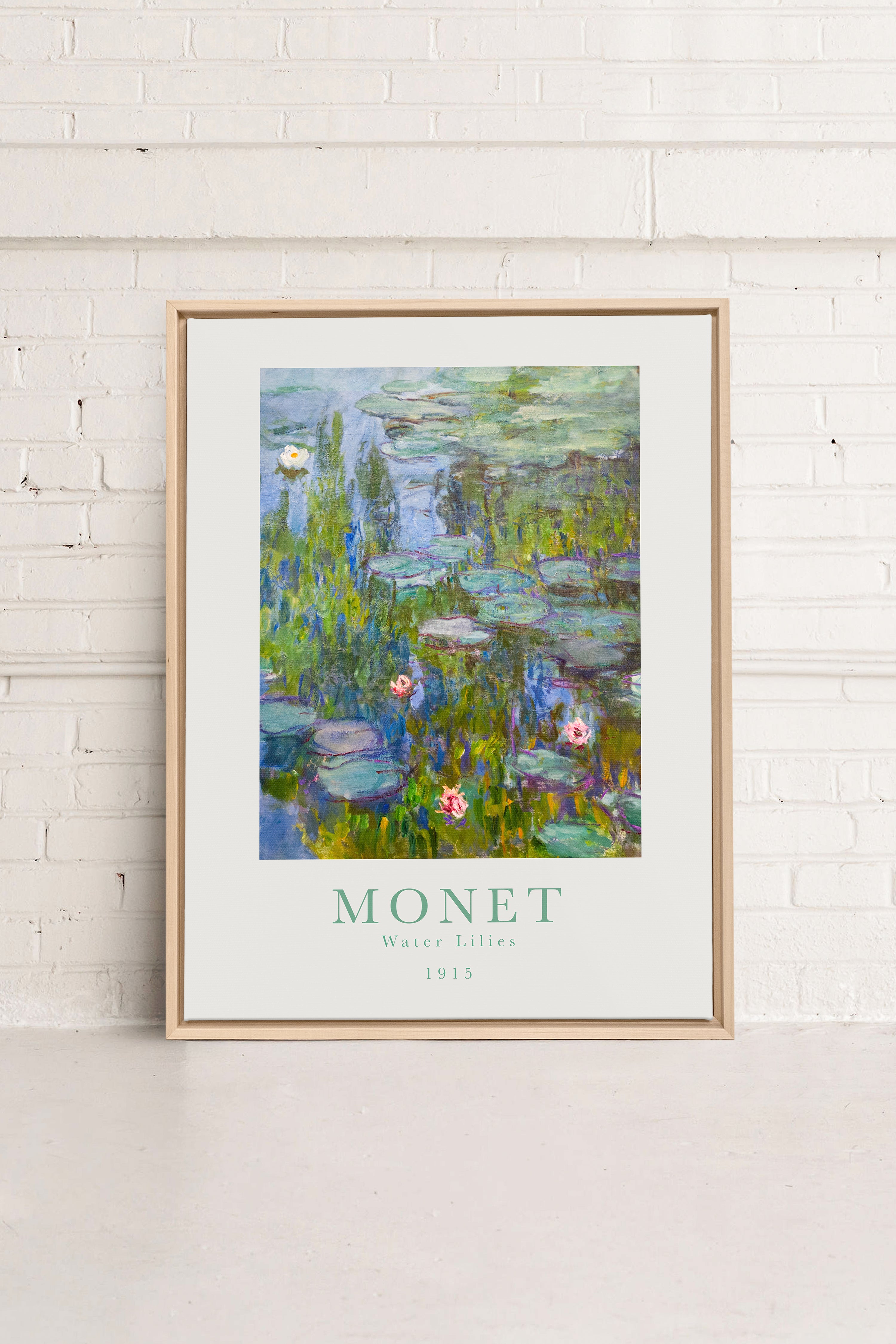 WATER LILIES, Artwork on stretched canvas, framed Natural Light