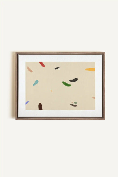 WATERCOLOR DRIFT, Artwork on stretched canvas, framed in Brown Oak