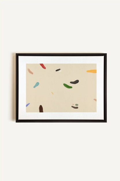 WATERCOLOR DRIFT, Artwork on stretched canvas, framed in black