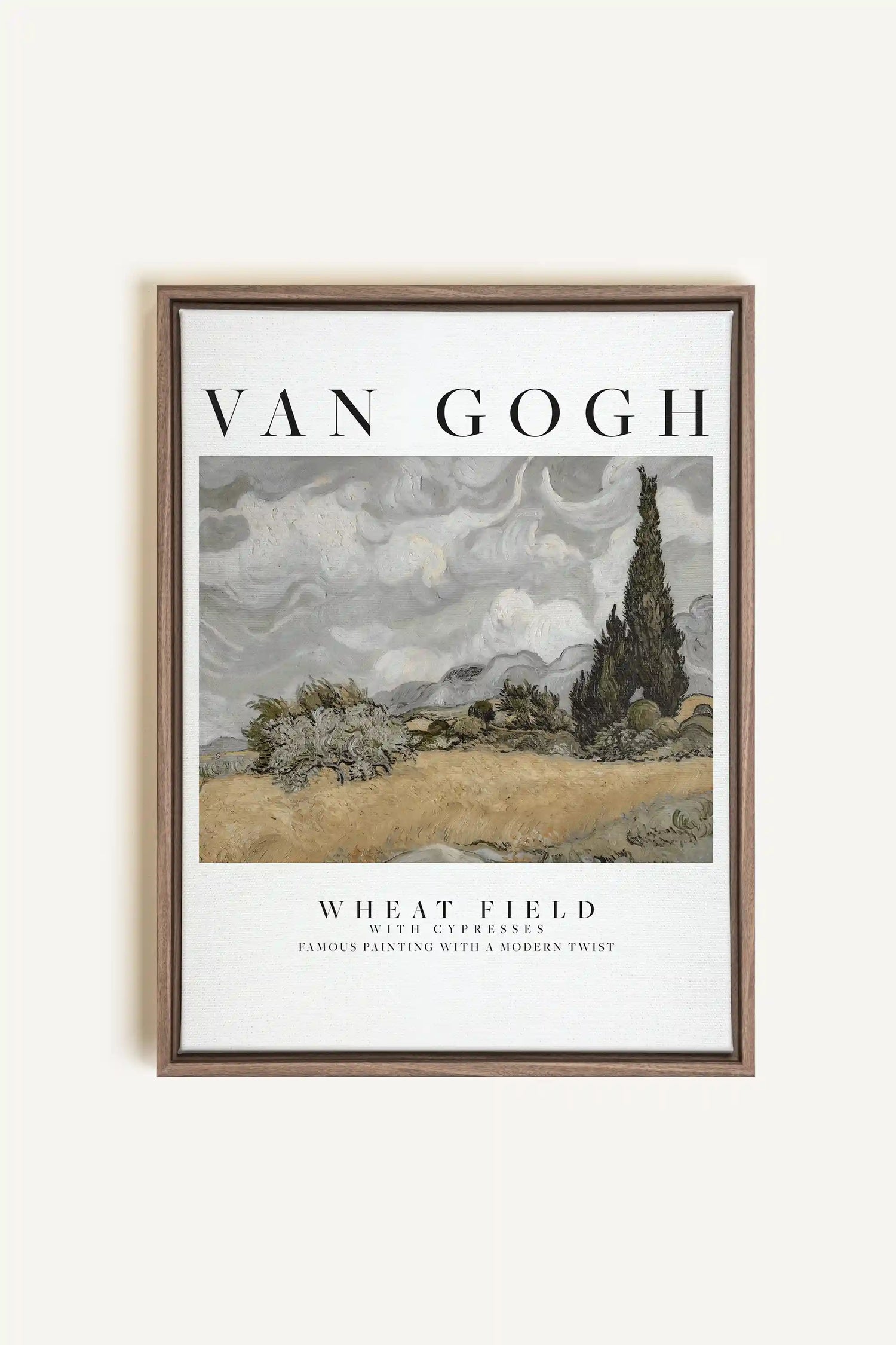 WHEATS FIELD, Oeuvre sur toile étirée, encadré Brun Chêne