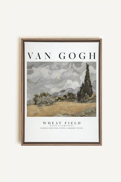 WHEATS FIELD, Oeuvre sur toile étirée, encadré Brun Chêne