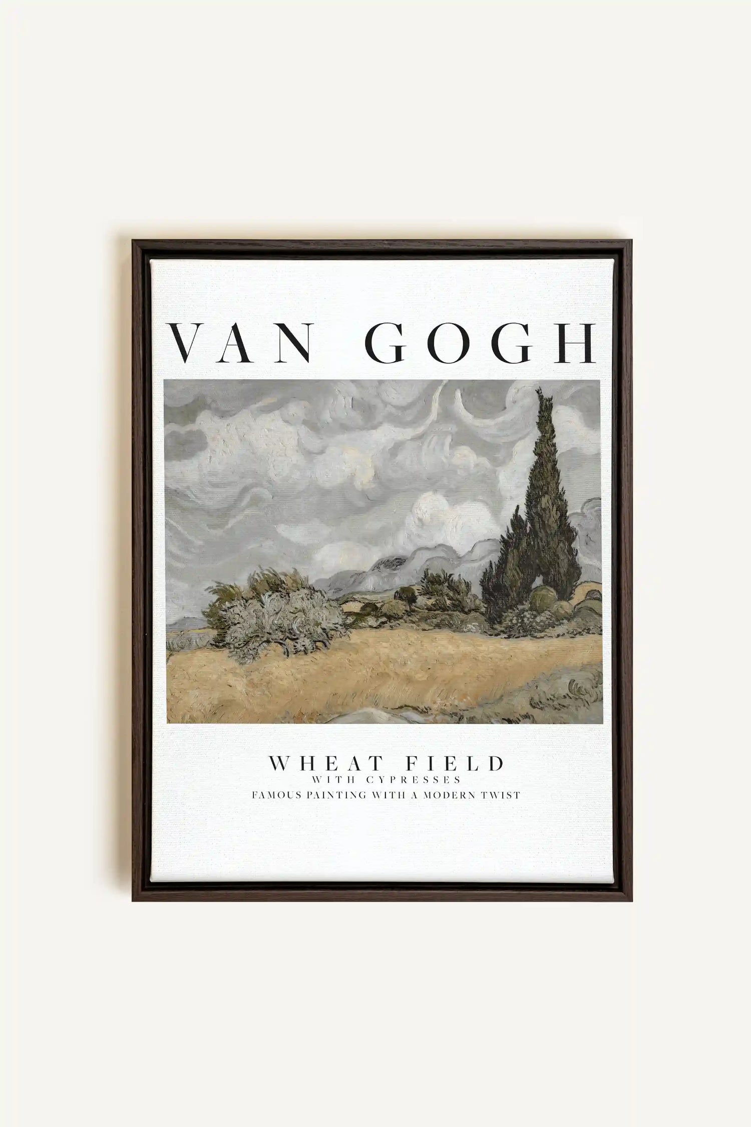 WHEATS FIELD, Artwork on stretched canvas, framed in Walnut Brown