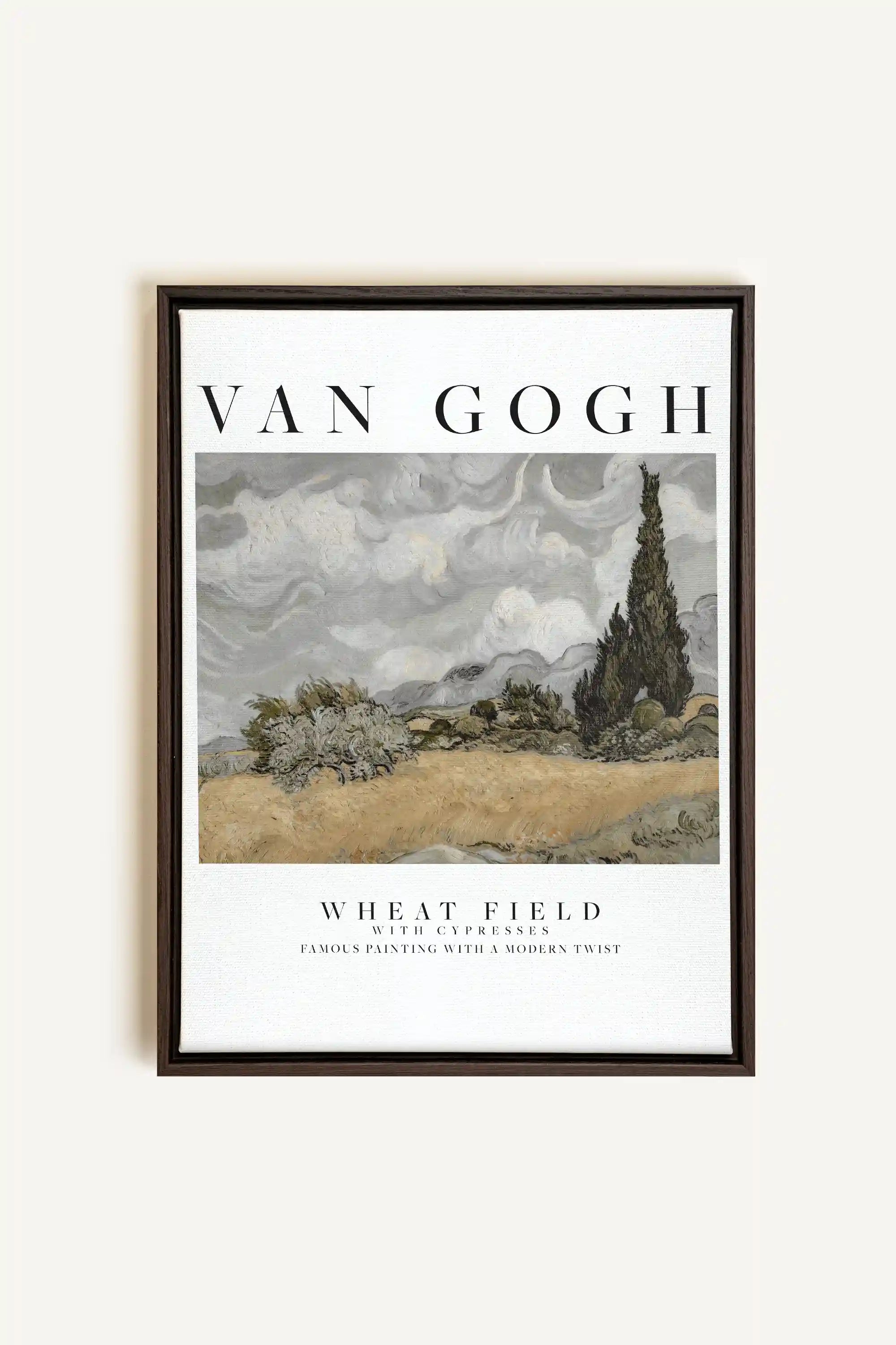 WHEATS FIELD, Artwork on stretched canvas, framed in Walnut Brown
