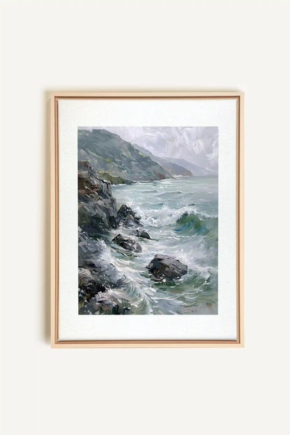 WILD COAST, Oeuvre sur toile étirée, encadré Naturel Clair