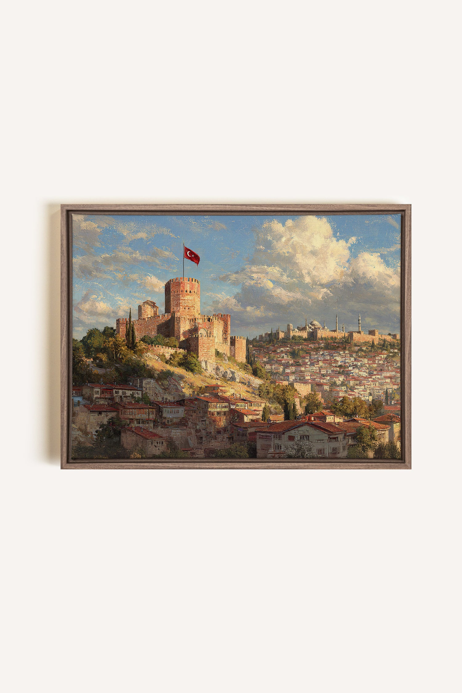 WHISPERS OF ISTANBUL, Artwork on stretched canvas, framed in Brown Oak