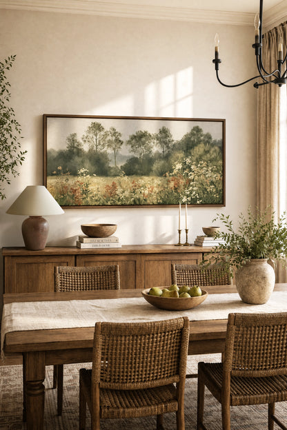 WILD MEADOW, Artwork on stretched canvas, Oak Brown frame