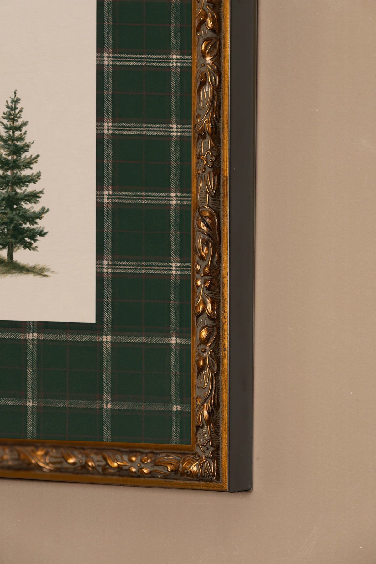 WINTER PLAID, Oeuvre sur toile rigide, encadré Vintage Bronze