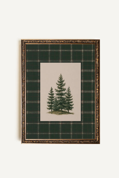 WINTER PLAID, Oeuvre sur toile rigide, encadré Vintage Bronze