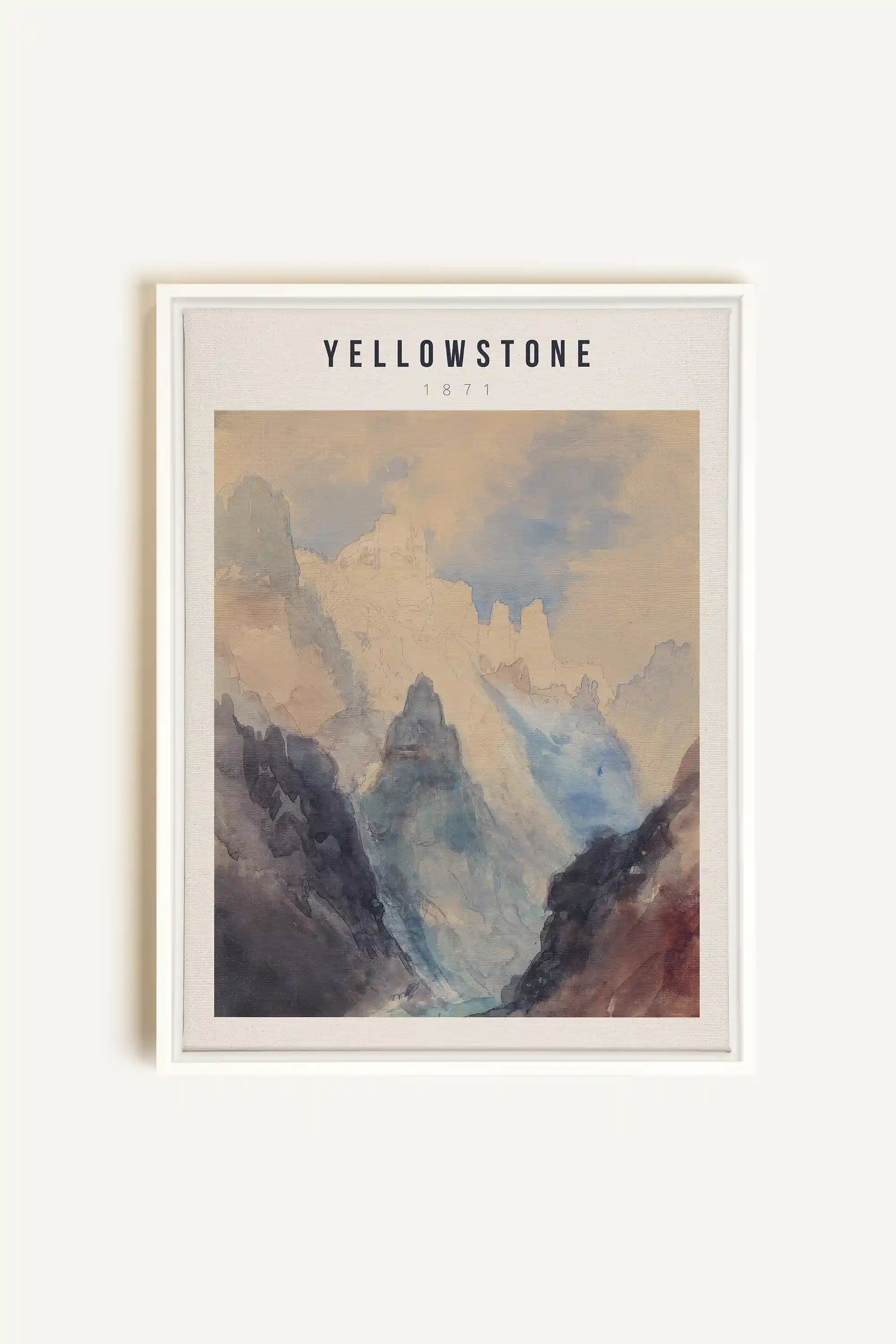 YELLOWSTONE, Oeuvre sur toile étirée, encadré Blanc