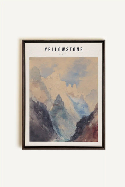 YELLOWSTONE, Oeuvre sur toile étirée, encadré Brun Noyer