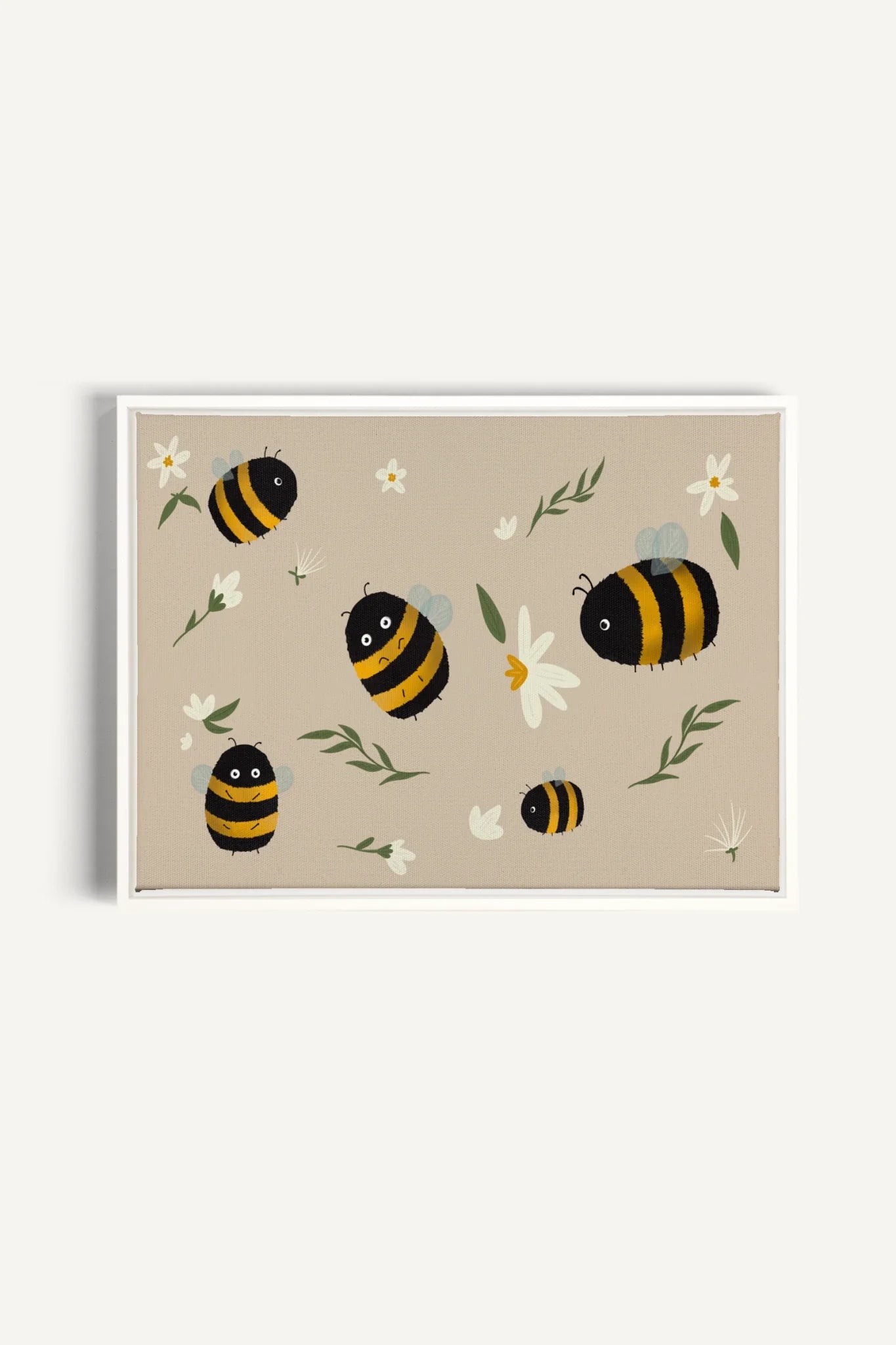 OLEKA CANVAS - ABEILLES, Oeuvre sur toile étirée, encadré Blanc
