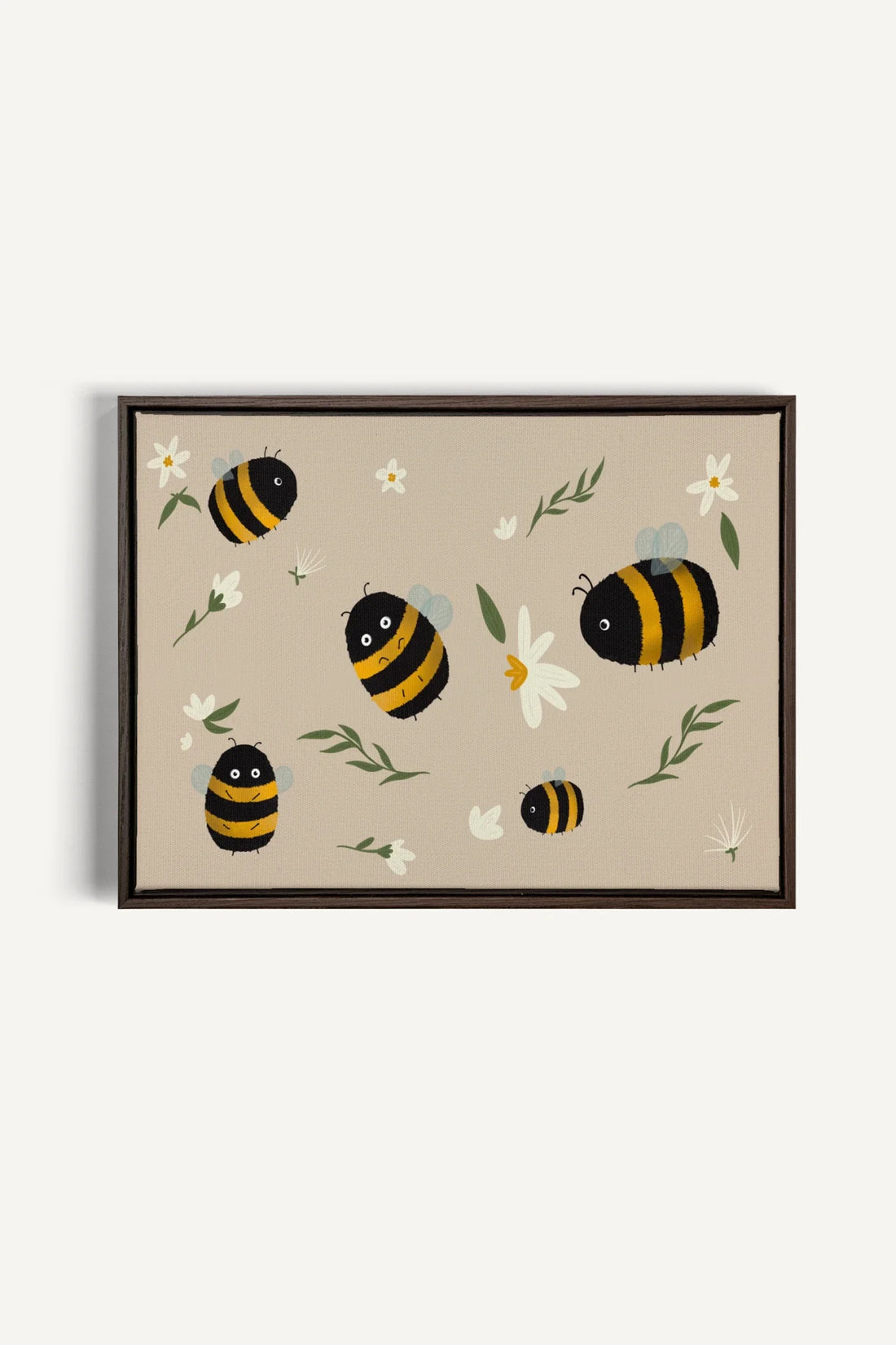 OLEKA CANVAS - ABEILLES, Oeuvre sur toile étirée, encadré Brun Noyer
