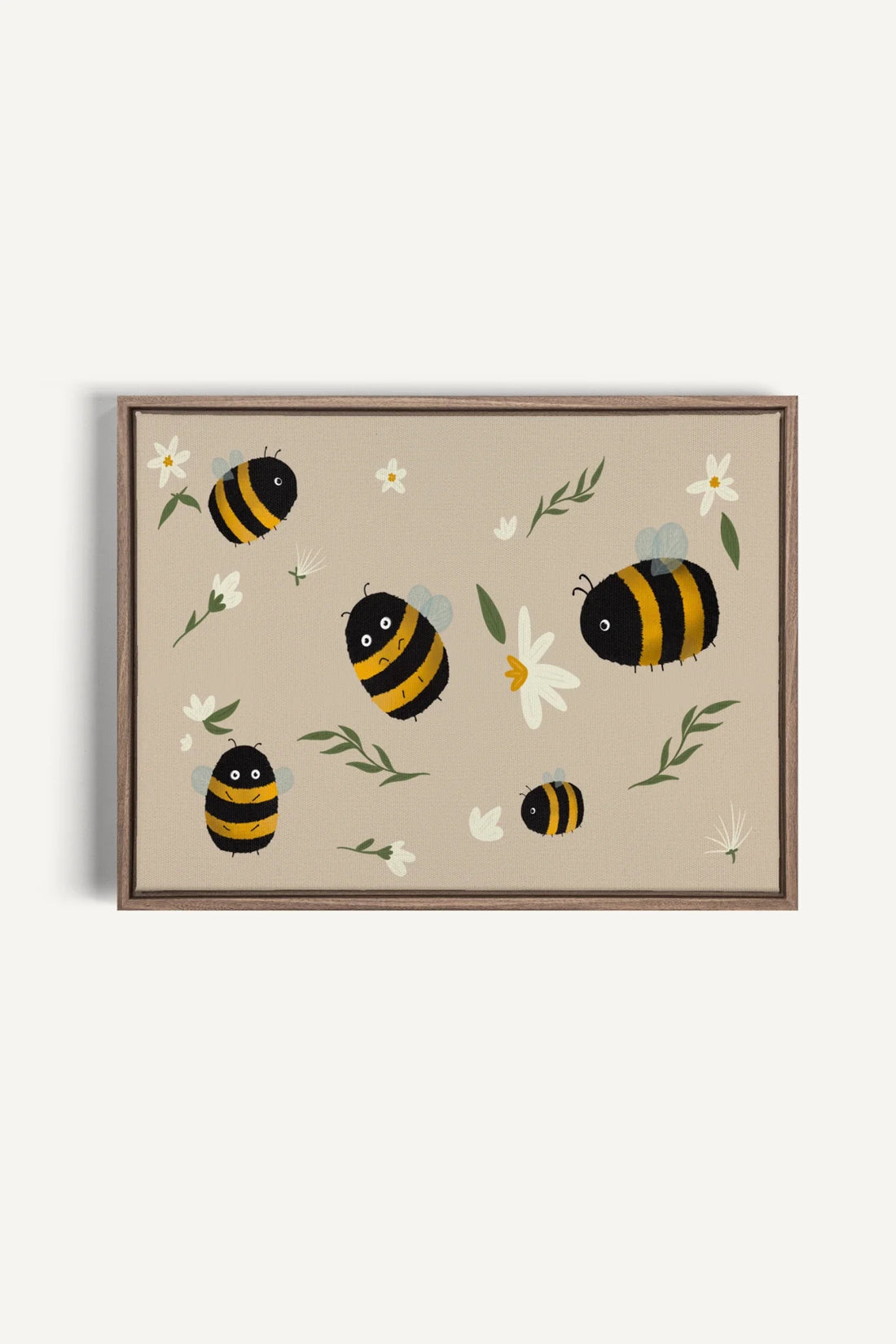 OLEKA CANVAS - ABEILLES, Oeuvre sur toile étirée, encadré Brun Chêne