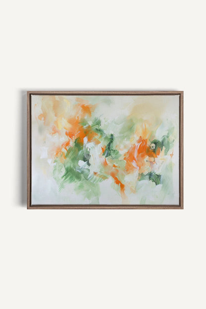 OLEKA CANVAS - ABSTRACT JUNGLE, Oeuvre sur toile étirée, encadré Brun Chêne