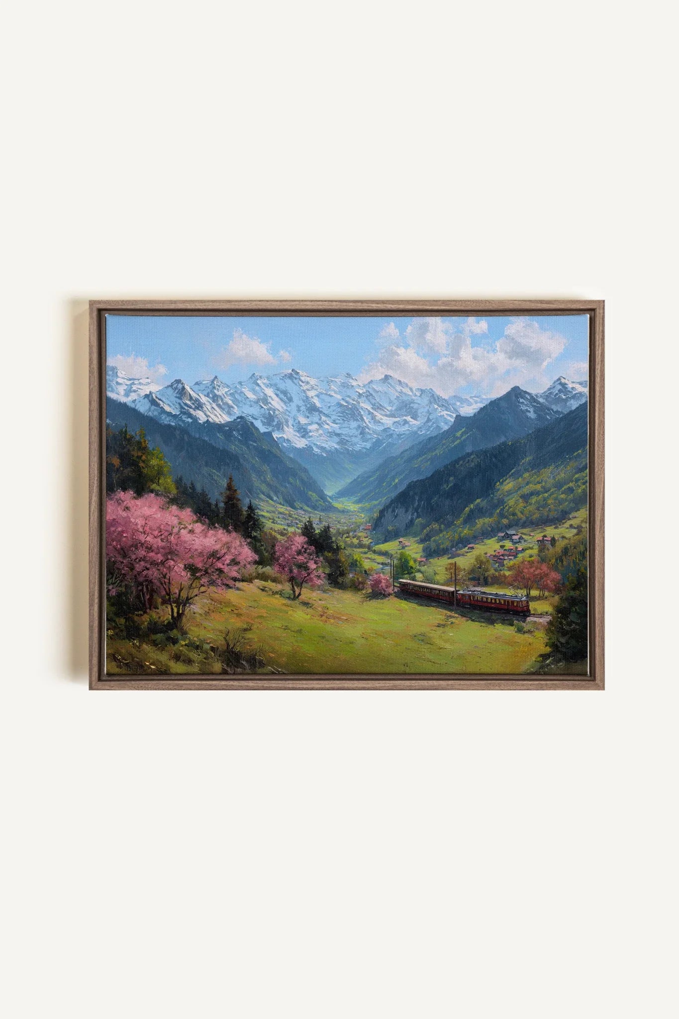 OLEKA CANVAS - ALPINE JOURNEY, Oeuvre sur toile étirée, encadré Brun Chêne