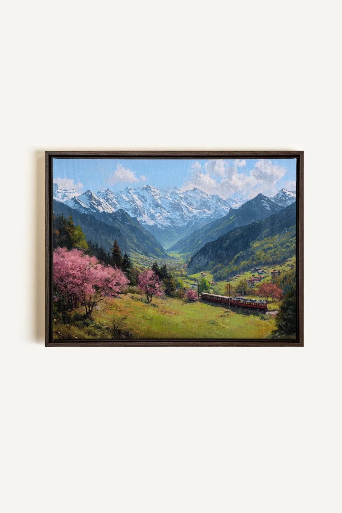 OLEKA CANVAS - ALPINE JOURNEY, Oeuvre sur toile étirée, encadré Brun Noyer