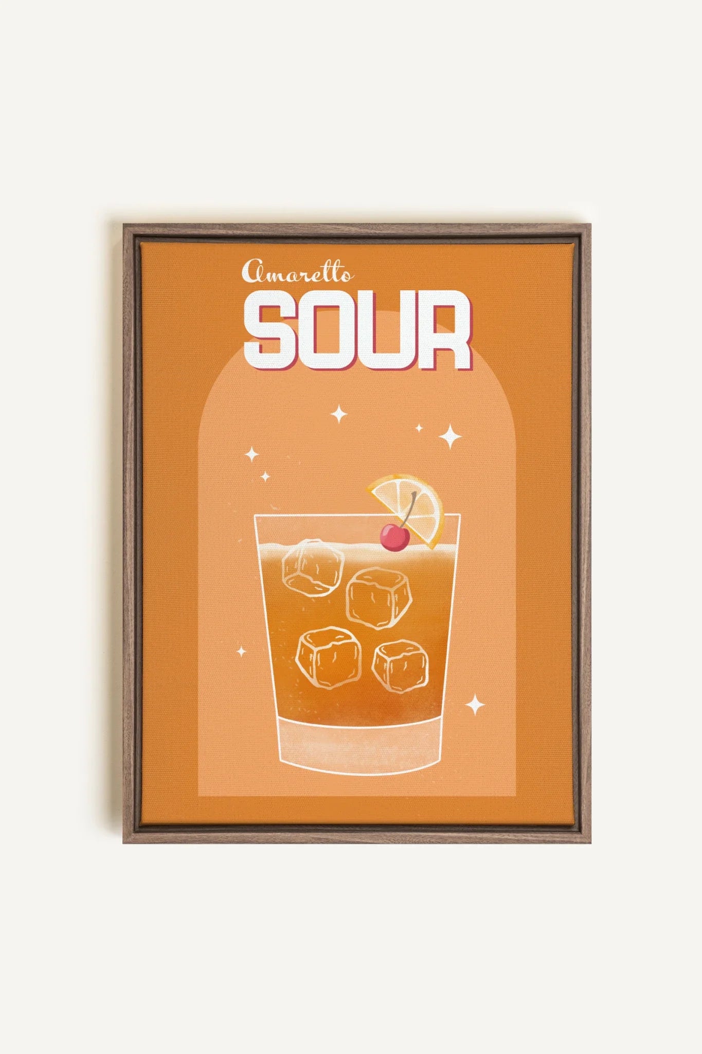 OLEKA CANVAS - AMARETTO SOUR, Oeuvre sur toile étirée, encadré Brun Chêne