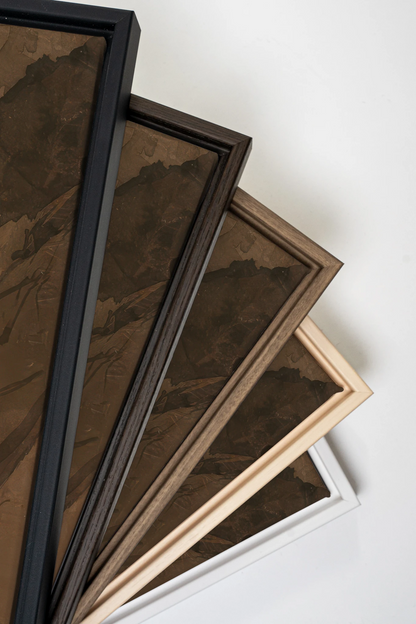 AMBER RIFT DUO, 2 Works on stretched canvas, framed Oak Brown