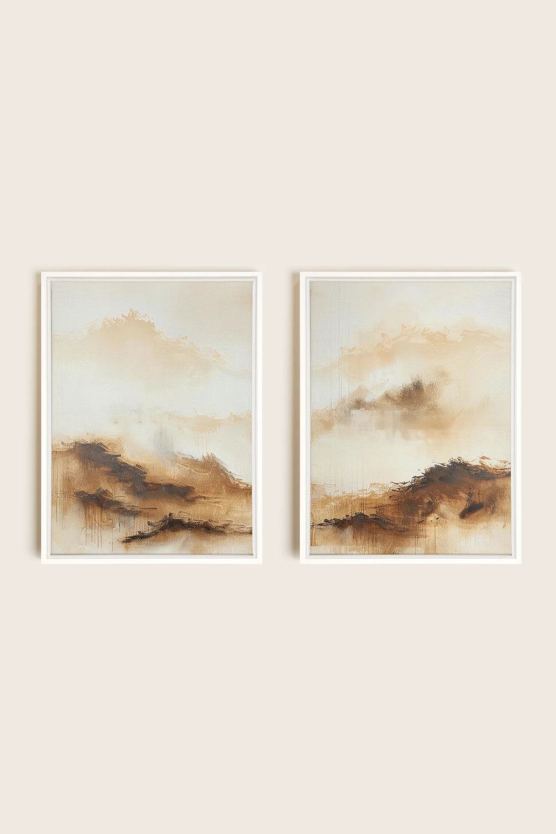 OLEKA CANVAS - AMBER WAVES DUO, 2 Oeuvres sur toile étirée, encadré Blanc