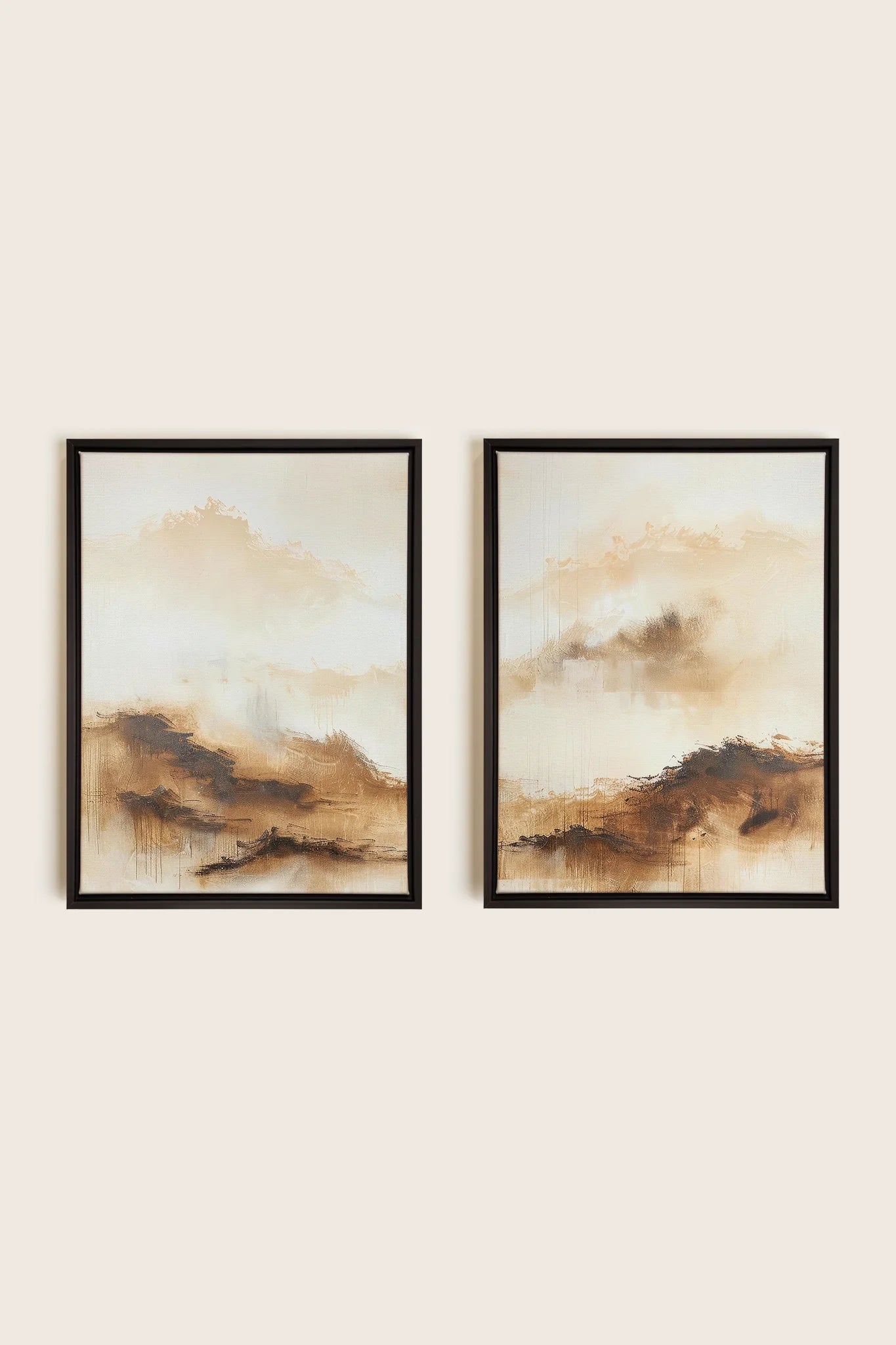 OLEKA CANVAS - AMBER WAVES DUO, 2 Oeuvres sur toile étirée, encadré Noir