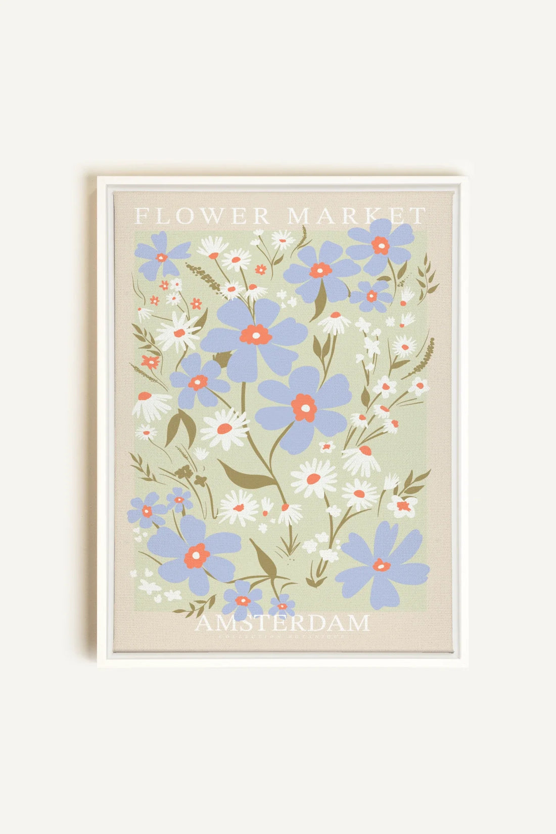 OLEKA CANVAS - AMSTERDAM BLOOM, Oeuvre sur toile étirée, encadré Blanc