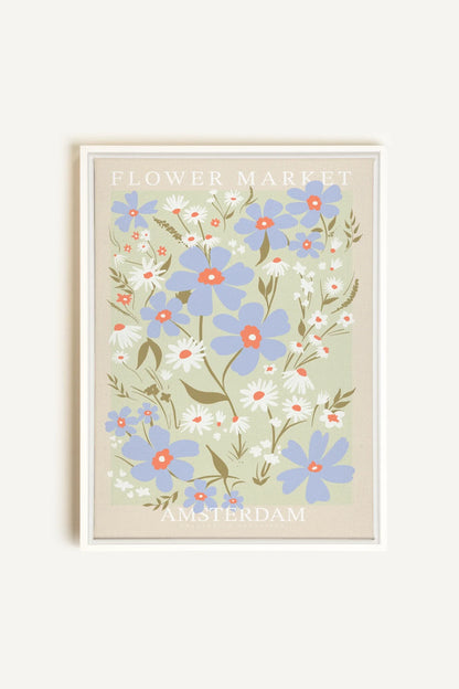 OLEKA CANVAS - AMSTERDAM BLOOM, Oeuvre sur toile étirée, encadré Blanc