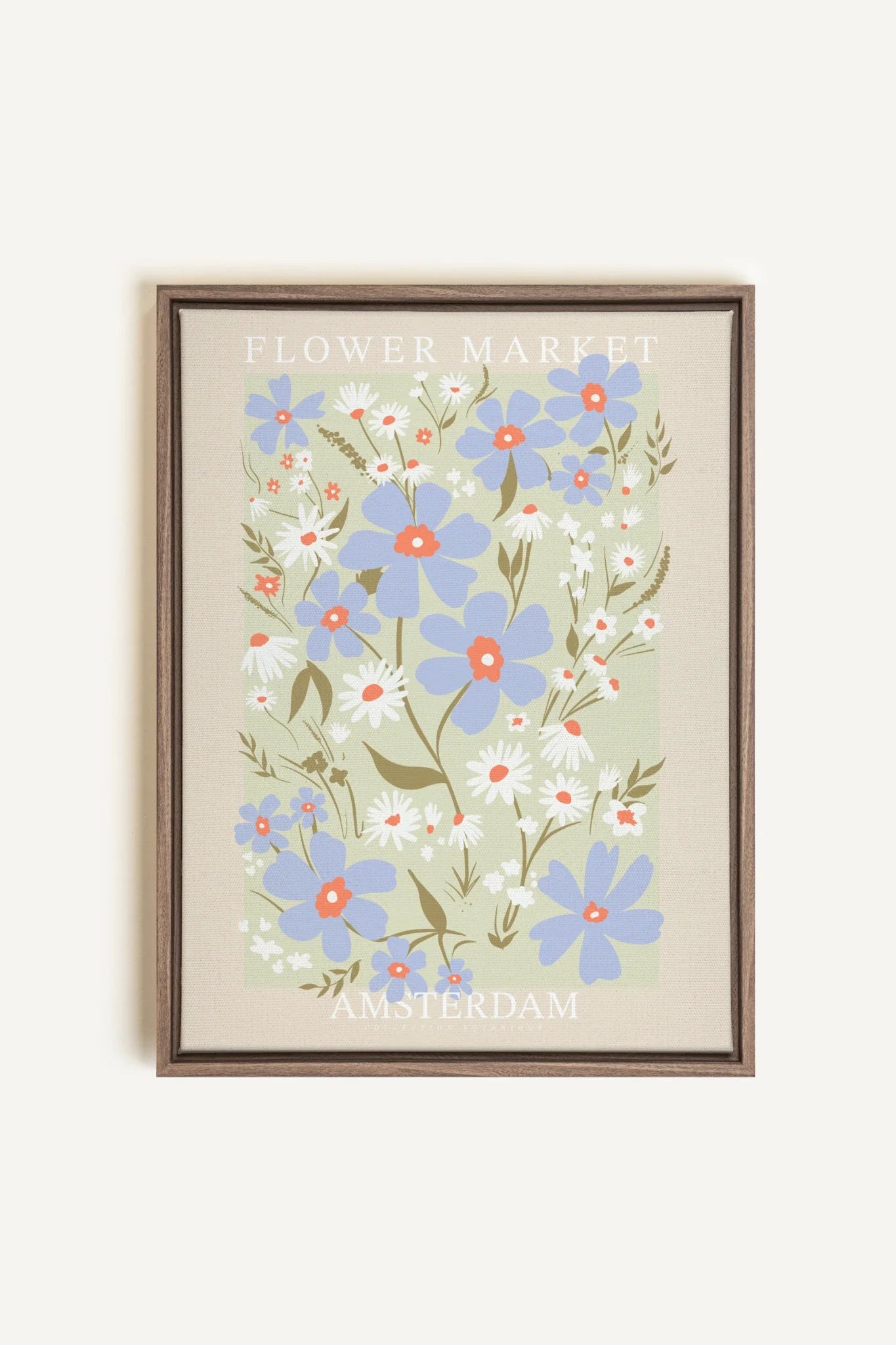 OLEKA CANVAS - AMSTERDAM BLOOM, Oeuvre sur toile étirée, encadré Brun Chêne