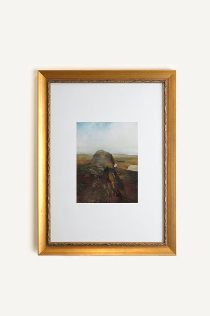 ANCIENT ROCK, Artwork on stretched canvas, framed Vintage Gold