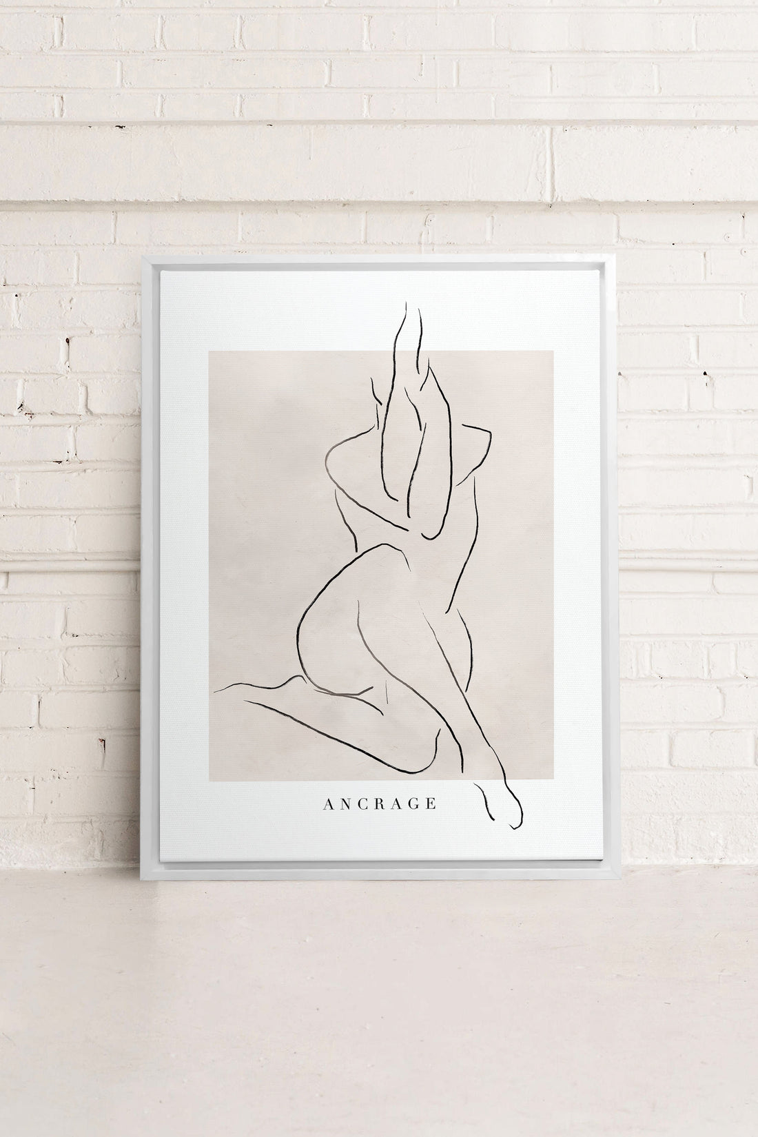 OLEKA CANVAS - ANCRAGE, Oeuvre sur toile étirée, encadré Blanc