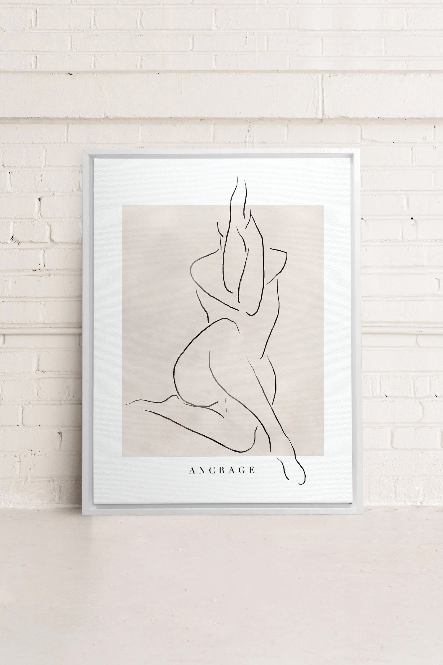 OLEKA CANVAS - ANCRAGE, Oeuvre sur toile étirée, encadré Blanc