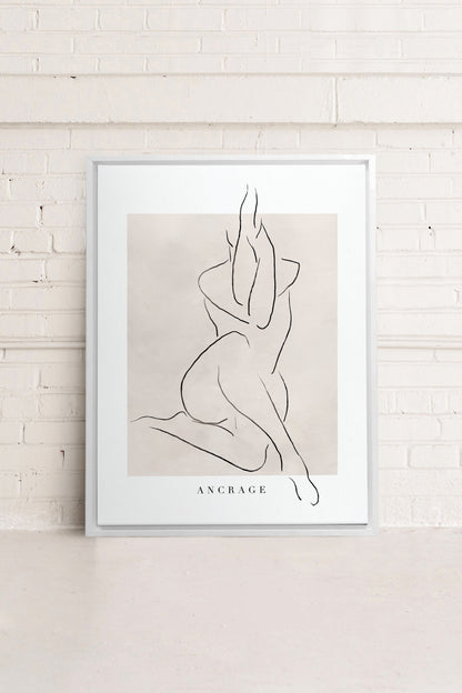 OLEKA CANVAS - ANCRAGE, Oeuvre sur toile étirée, encadré Blanc