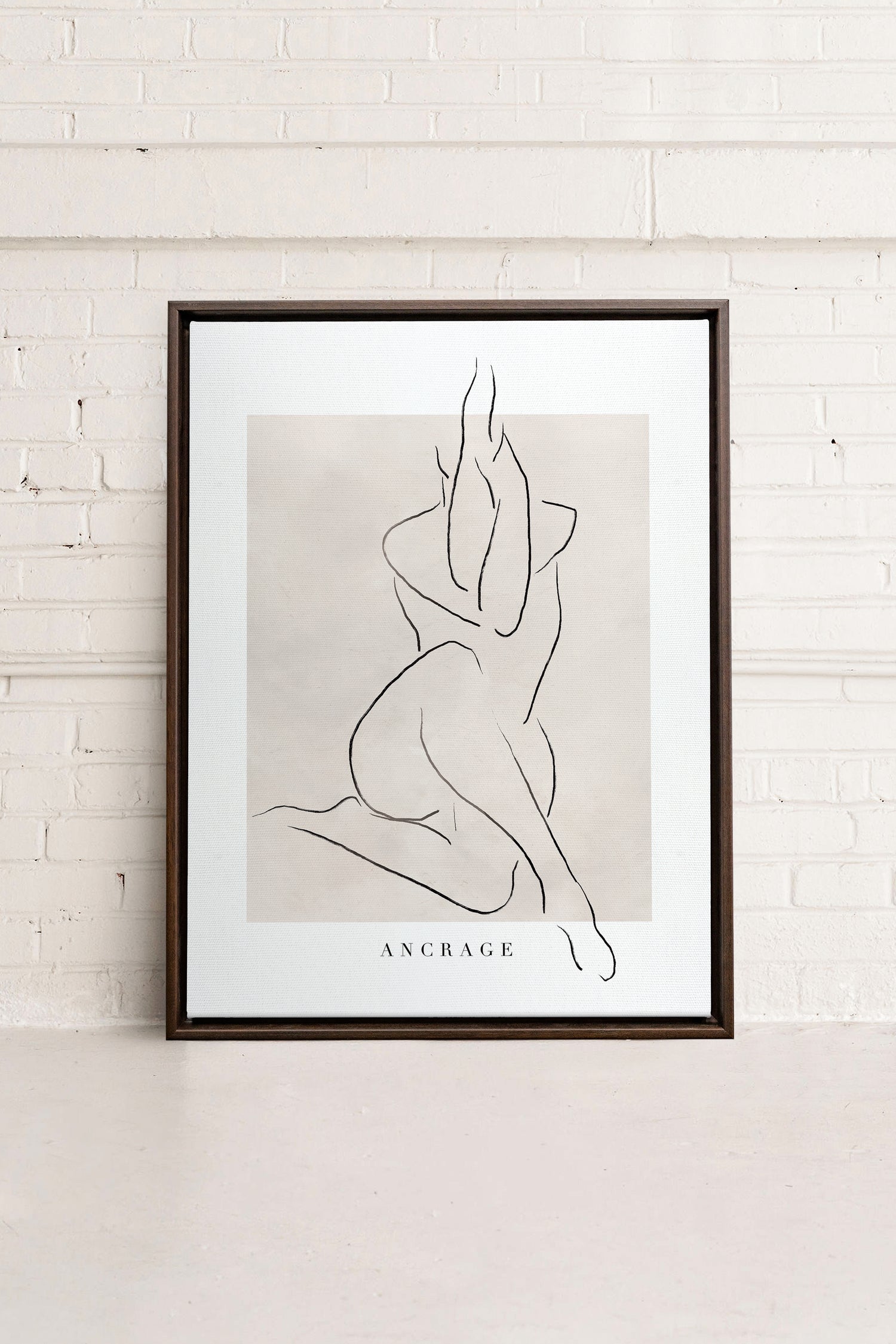 ANCRAGE, Artwork on stretched canvas, framed in Walnut Brown