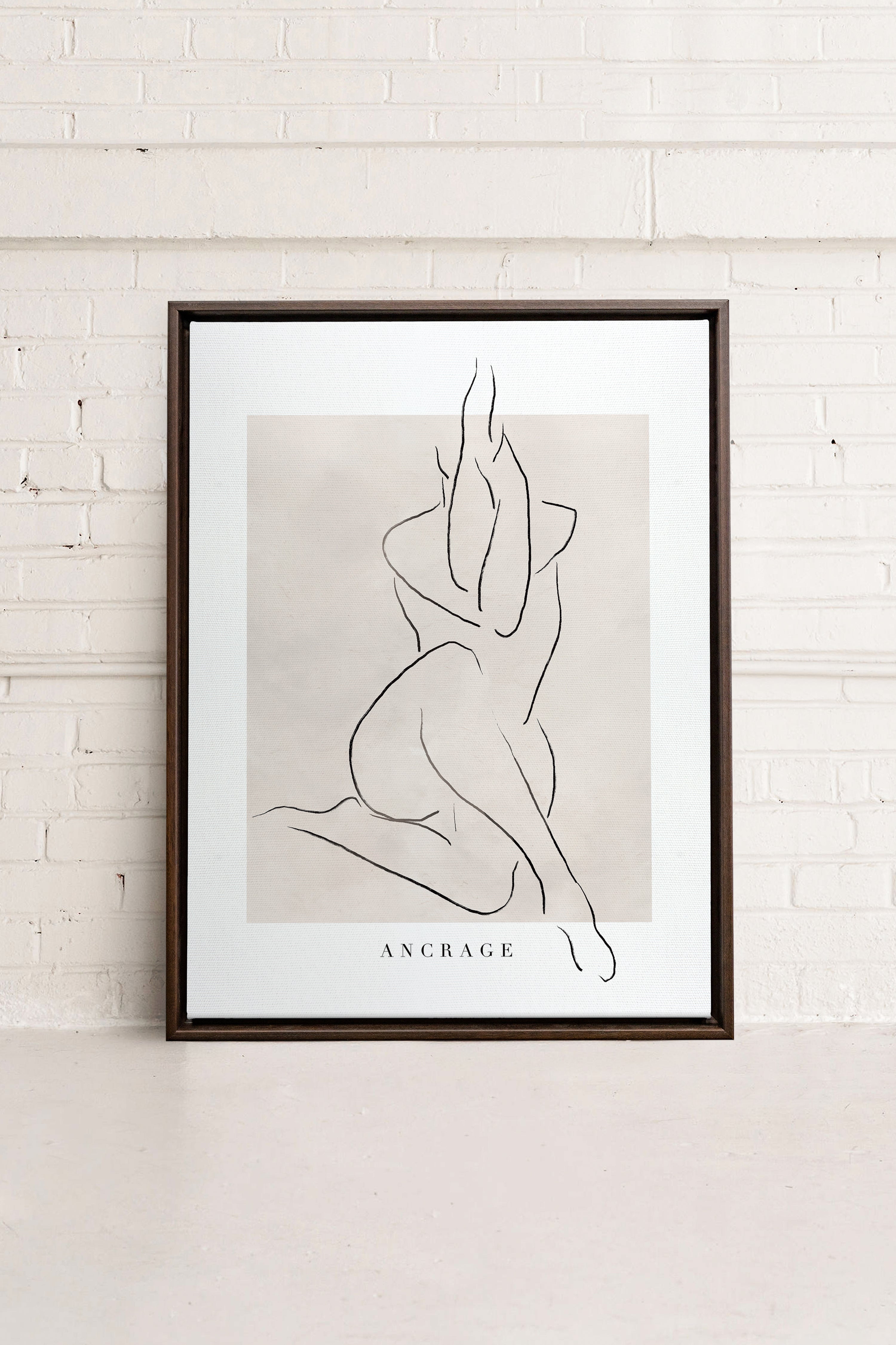 ANCRAGE, Artwork on stretched canvas, framed in Walnut Brown