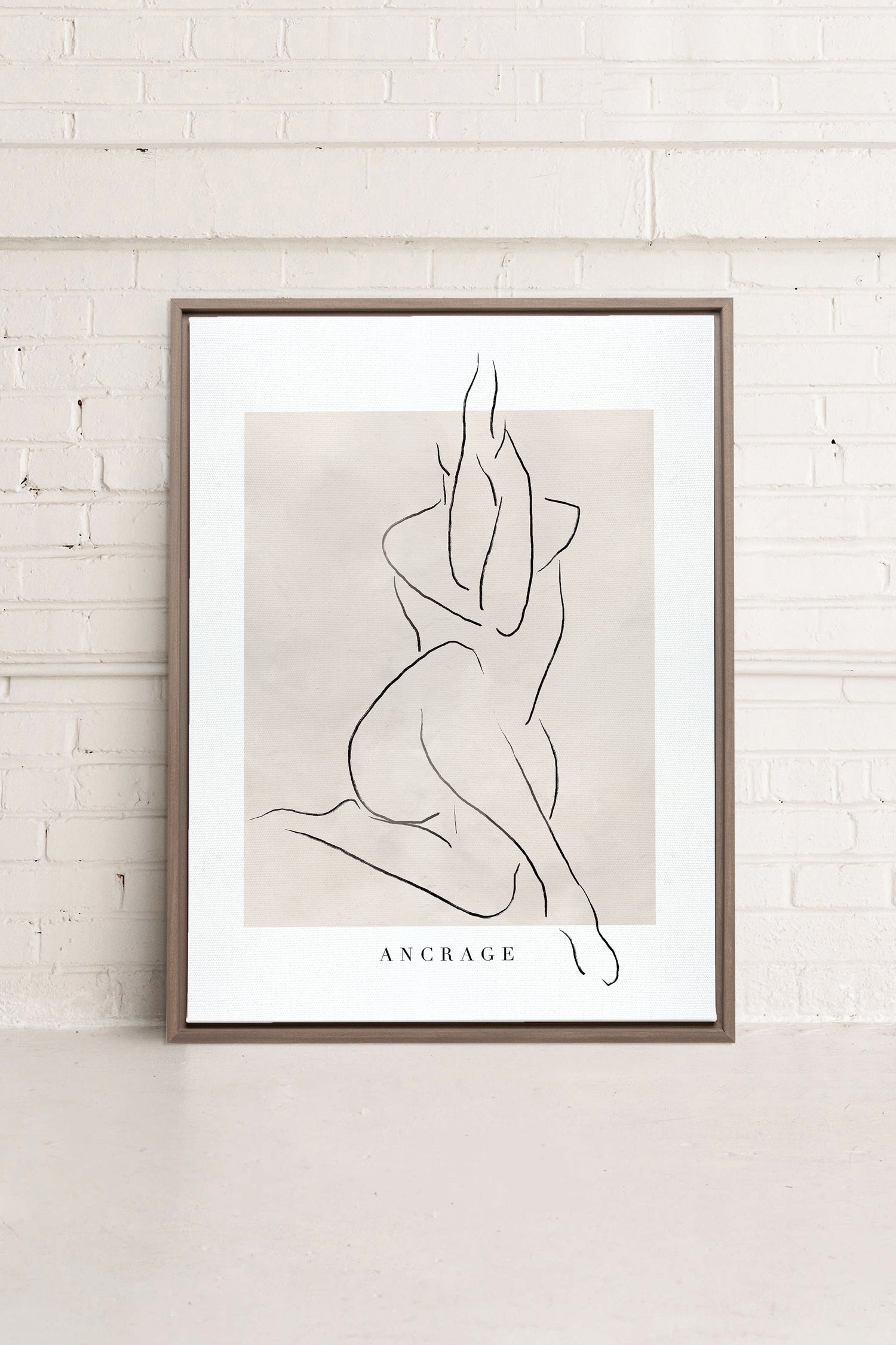 OLEKA CANVAS - ANCRAGE, Oeuvre sur toile étirée, encadré Brun Chêne