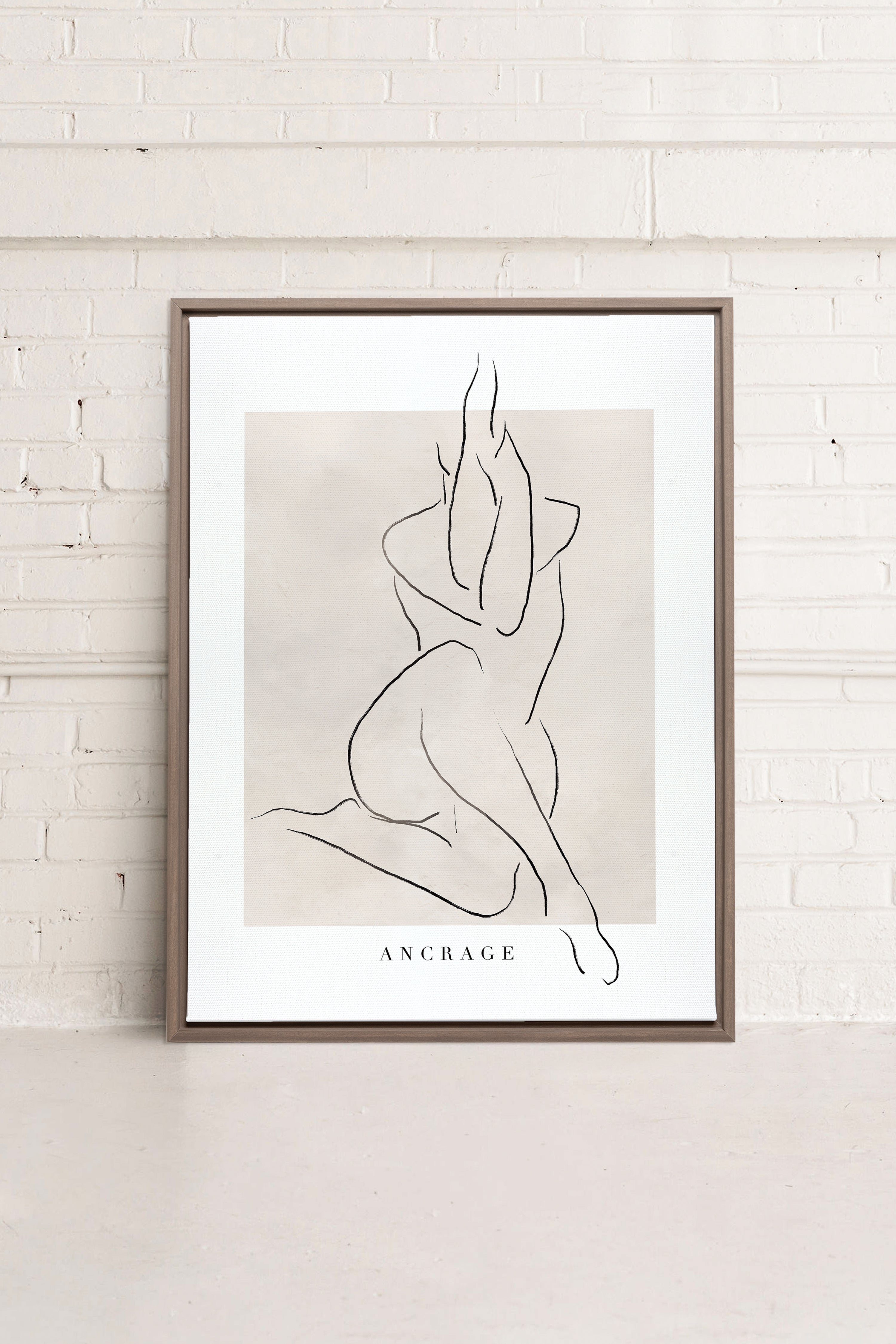 OLEKA CANVAS - ANCRAGE, Oeuvre sur toile étirée, encadré Brun Chêne