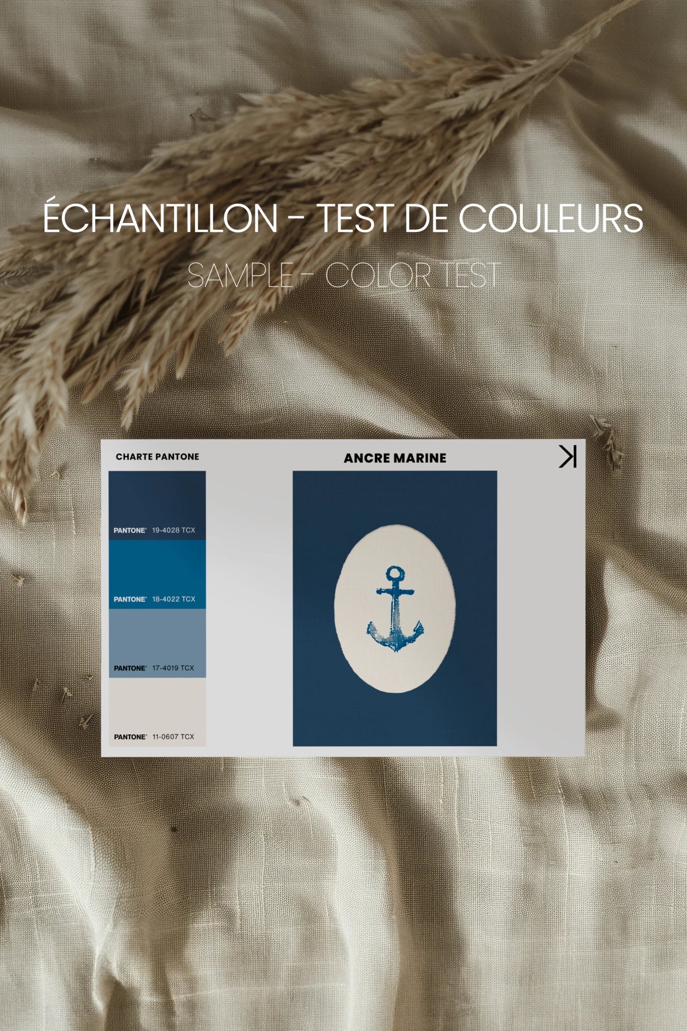 ANCRE MARINE, Work on canvas, light natural frame
