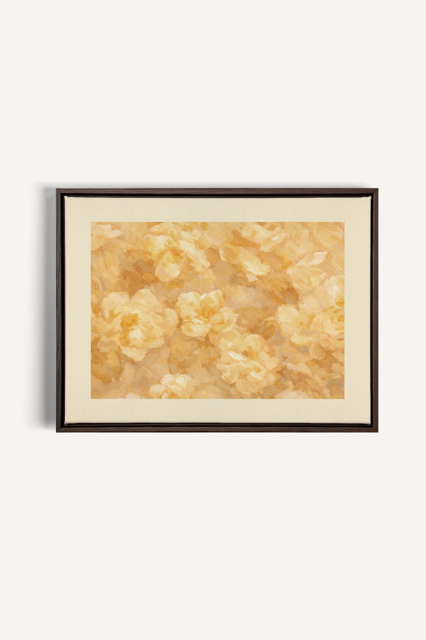 APRICOT PETALS, Work on stretched canvas, framed Walnut Brown