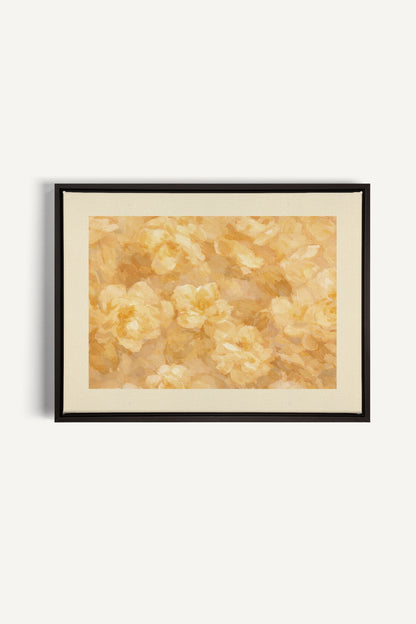 APRICOT PETALS, Work on stretched canvas, framed Black
