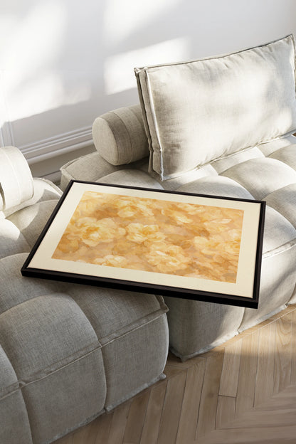 APRICOT PETALS, Work on stretched canvas, framed Black