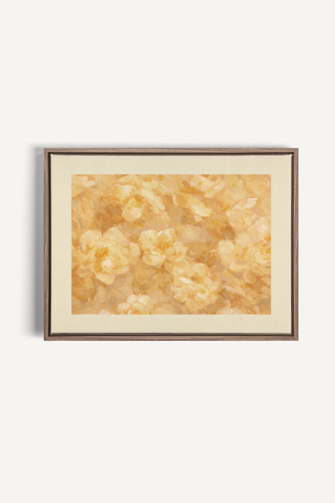 APRICOT PETALS, Oeuvre sur toile étirée, encadré Brun Chêne