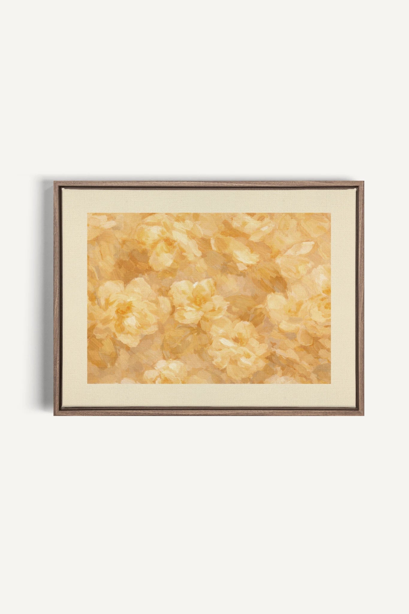 APRICOT PETALS, Work on stretched canvas, framed Oak Brown