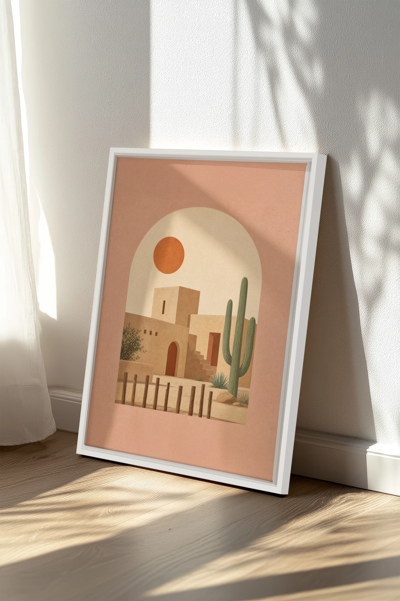 ARCHE DU DÉSERT, Oeuvre sur toile étirée, encadré Blanc