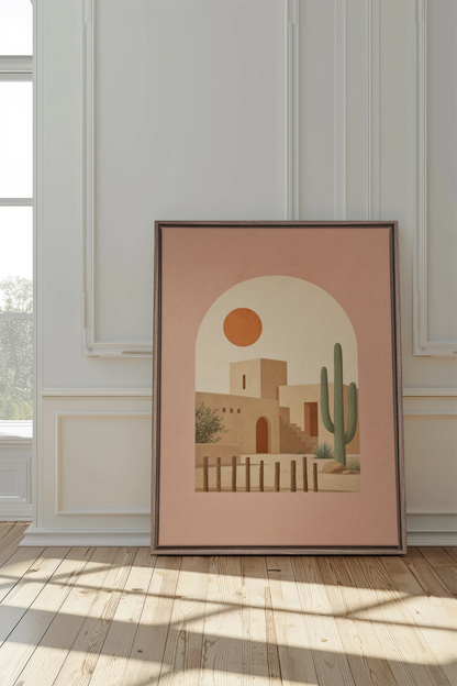 ARCHE DU DÉSERT, Oeuvre sur toile étirée, encadré Brun Chêne