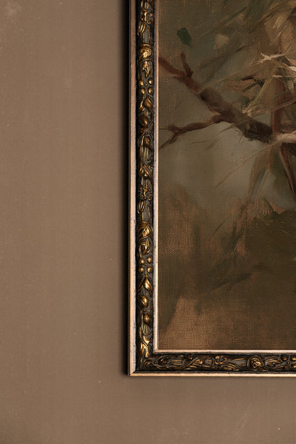 Au Creux des Branches, Oeuvre sur toile rigide, encadré Vintage Bronze